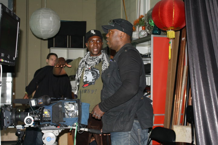 picture of Christopher E. Scott and Marlon Paul on set making a music video